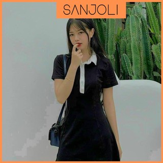 Đầm Body SANJOLI Váy Dự Tiệc Nữ Cổ Polo Thắt Eo Chất Thun Suông Thiết Kế Ôm Dáng Sexy Phong Cách Tiểu Thư Bigsize VD024