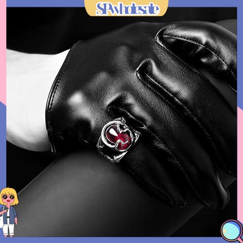 <SPwholesale> Nhẫn Hợp Kim Khắc Hình Tắc Kè Đính Đá Đỏ Thời Trang Cho Nam