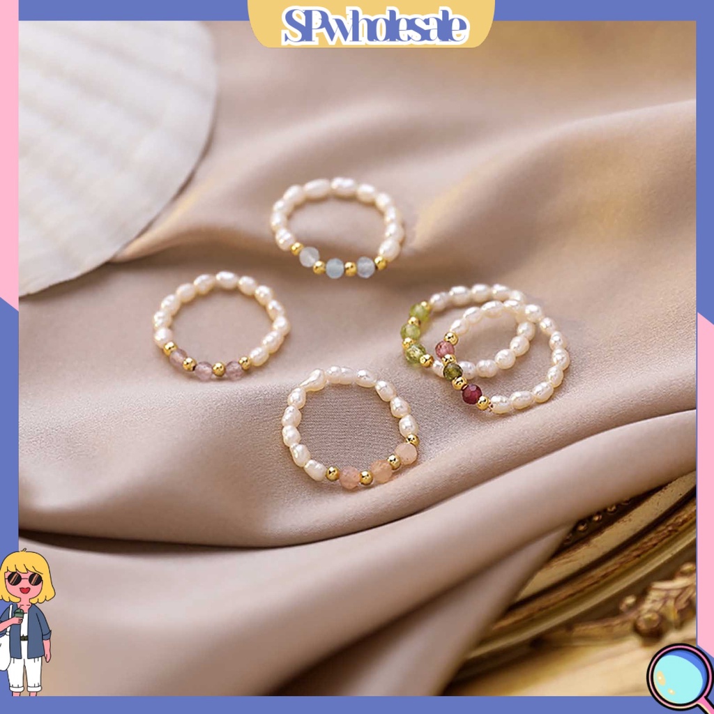 <SPwholesale> Nhẫn Đính Hạt Ngọc Trai Nhân Tạo Nhiều Kiểu Dáng Thanh Lịch Cho Nữ
