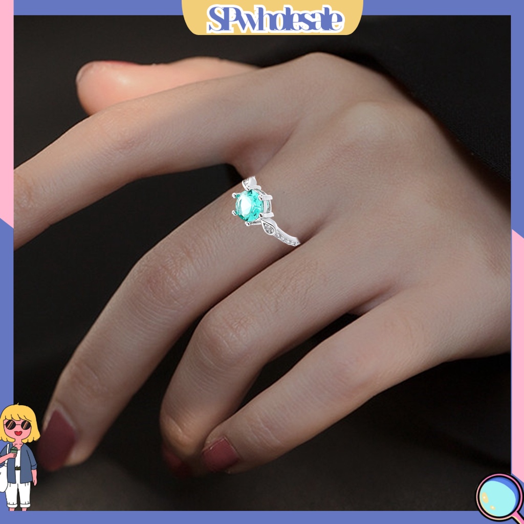 <SPwholesale> Nhẫn Cưới Dạng Hở Đính Đá Zircon Hình Giọt Nước Sáu Móng Lấp Lánh Có Thể Điều Chỉnh Quà Tặng Trang Sức Thời Trang Cho Nữ