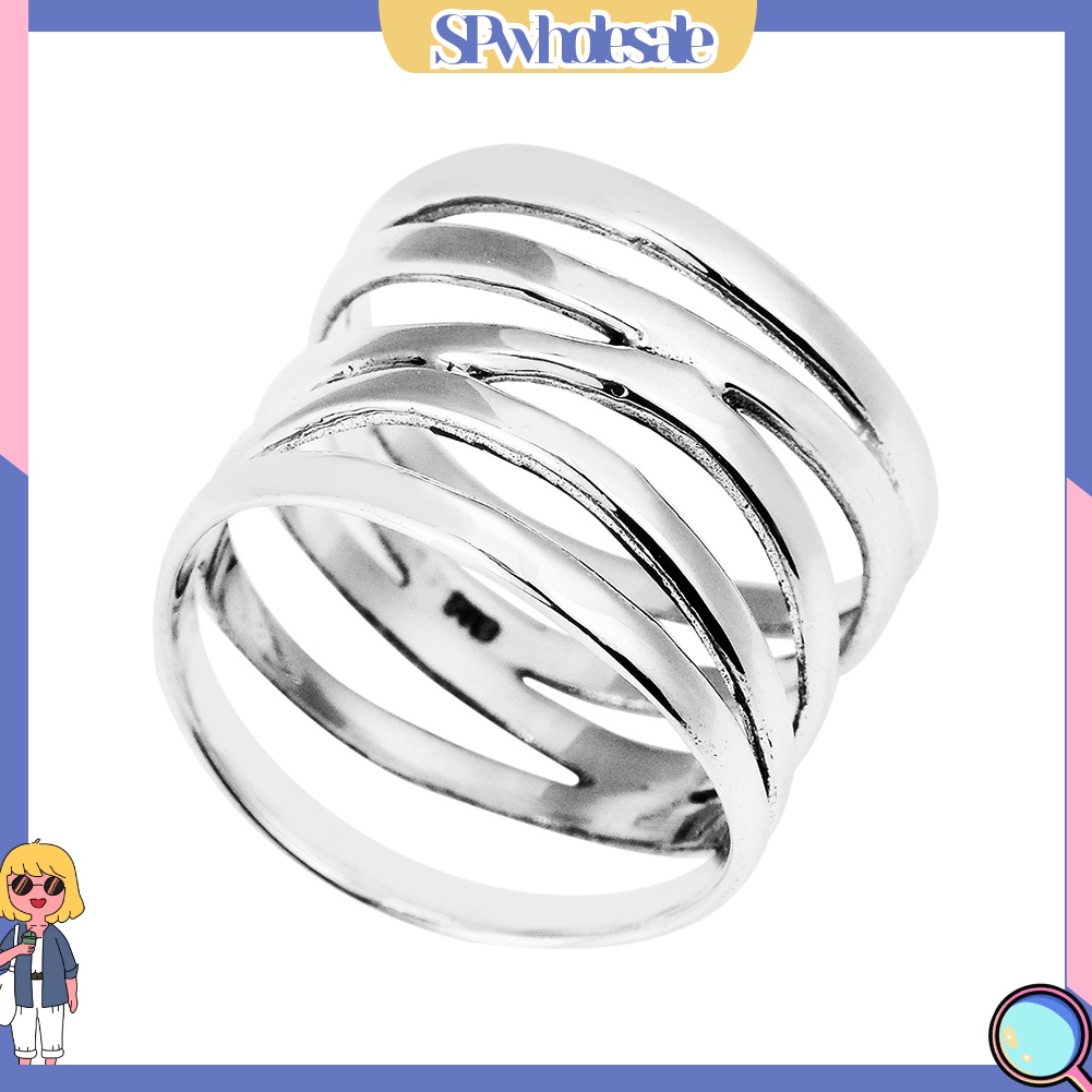 <SPwholesale> Nhẫn Đính Hôn Bản Rộng 5 Vòng Xoắn Thời Trang Cho Nữ