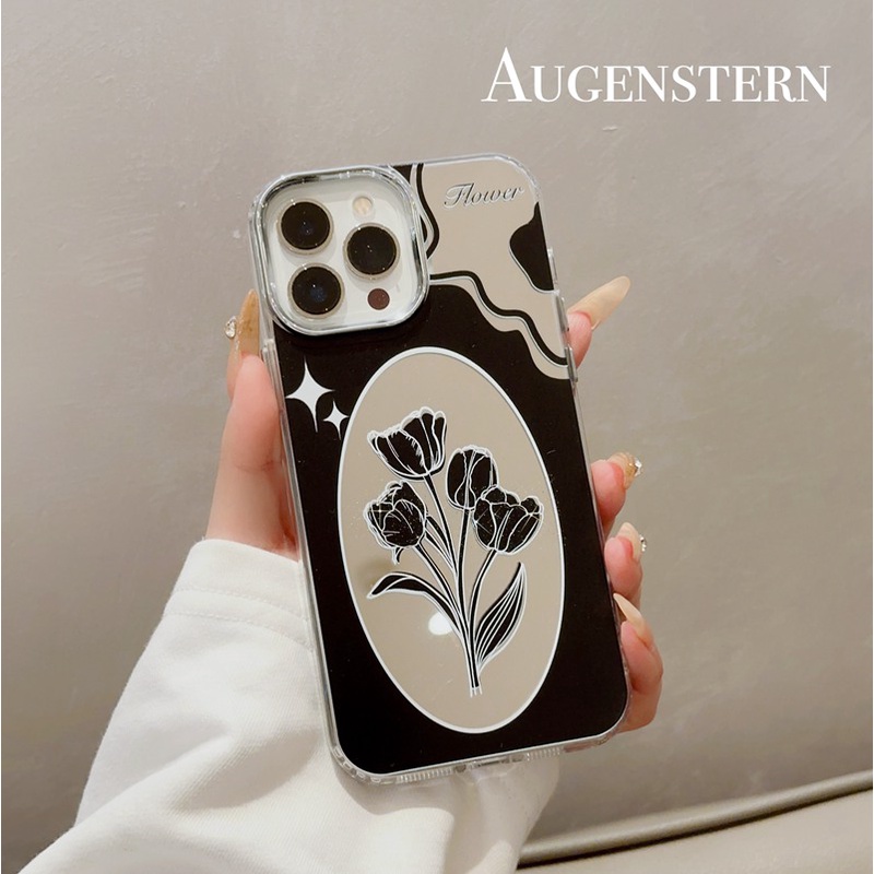 Ốp Điện Thoại Tráng Gương Mạ Điện Họa Tiết Hoa Tulip Cho IPhone 11 12 13 14 Pro Max