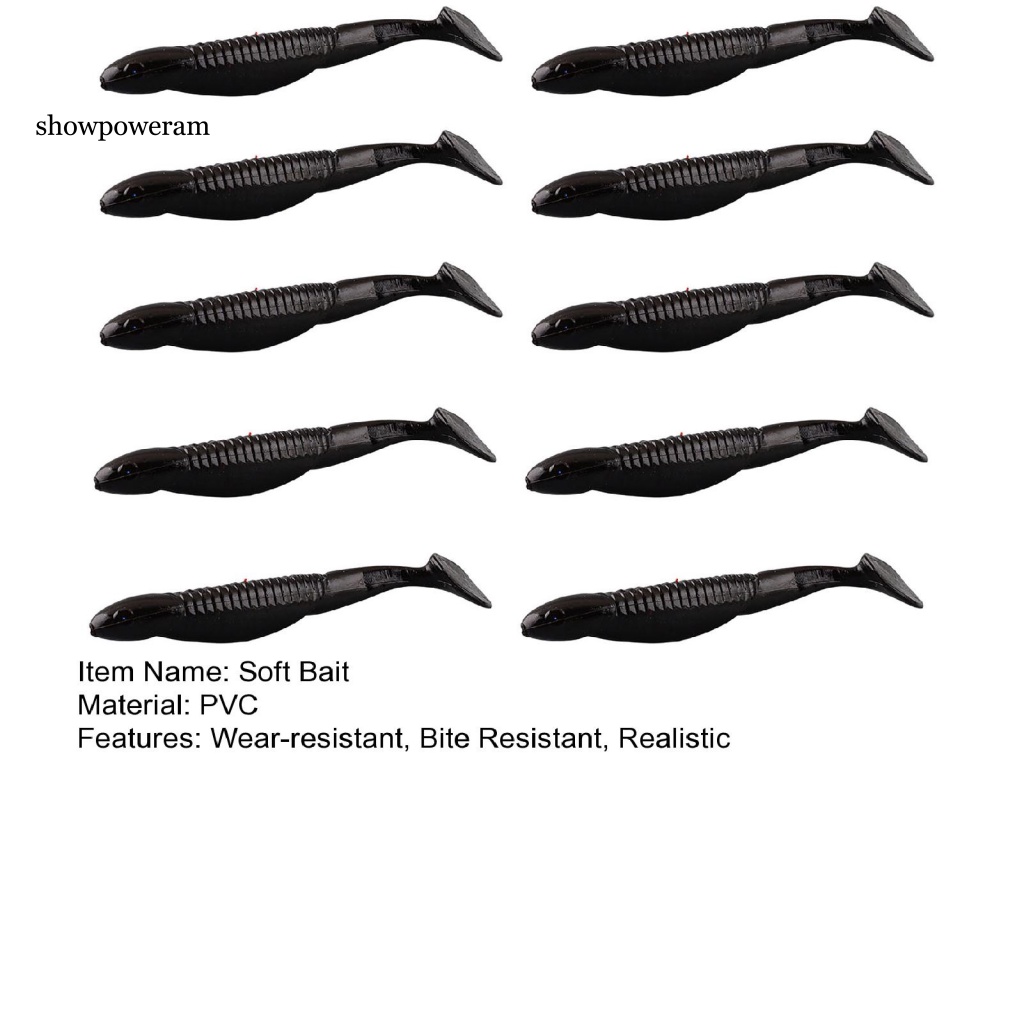 Set 10 Mồi Câu Cá Nhân Tạo Bằng PVC Mềm Hình Chữ T Tiện Dụng