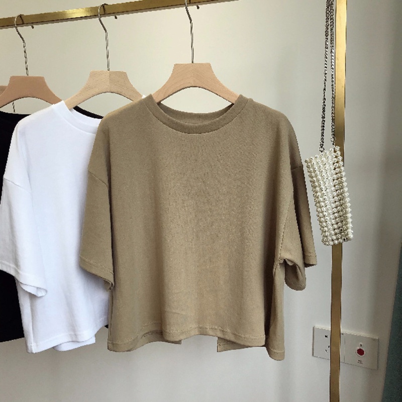 Áo Thun Lửng Ngắn Tay Thời Trang Xuân Hè Cho Nữ