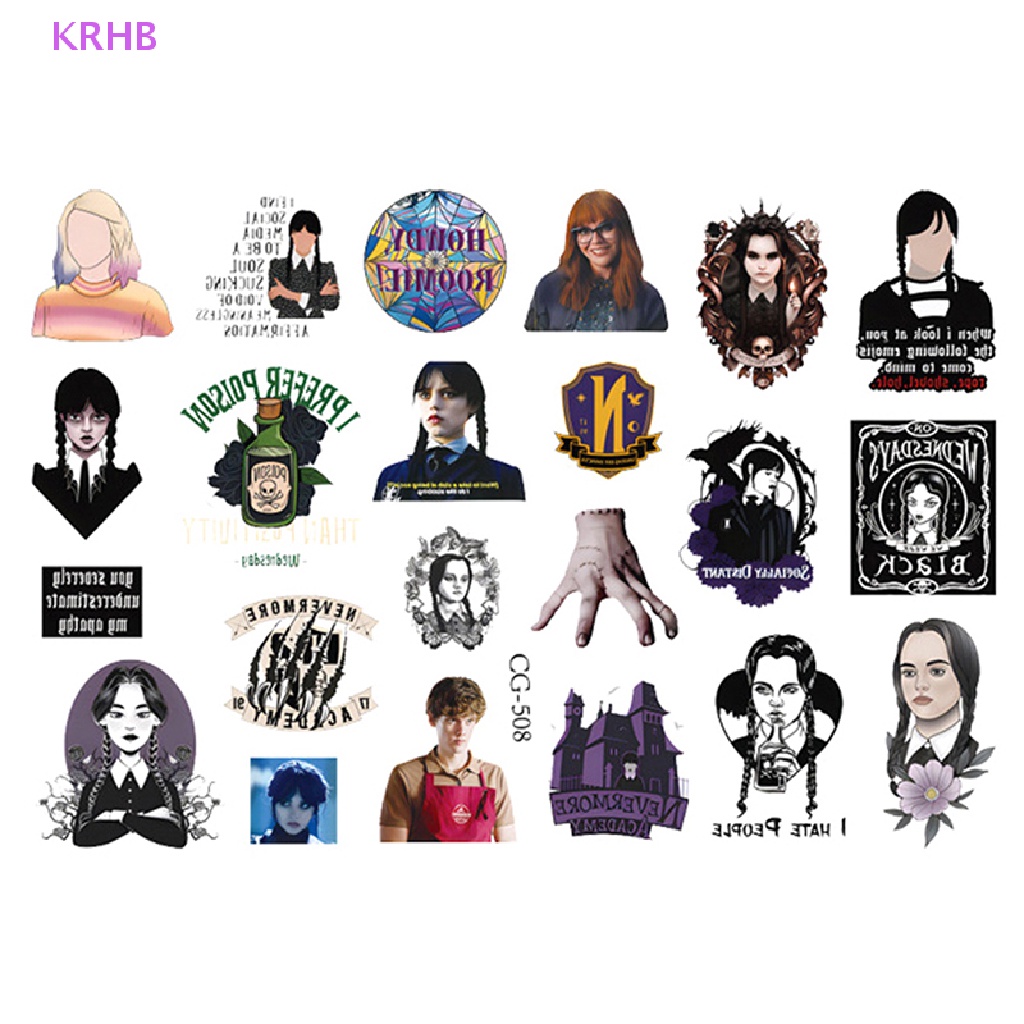 1 Tờ Nhãn Dán Trang Trí Xe Hơi Laptop Chủ Đề Phim Addams Kinh Dị Mỹ Mới