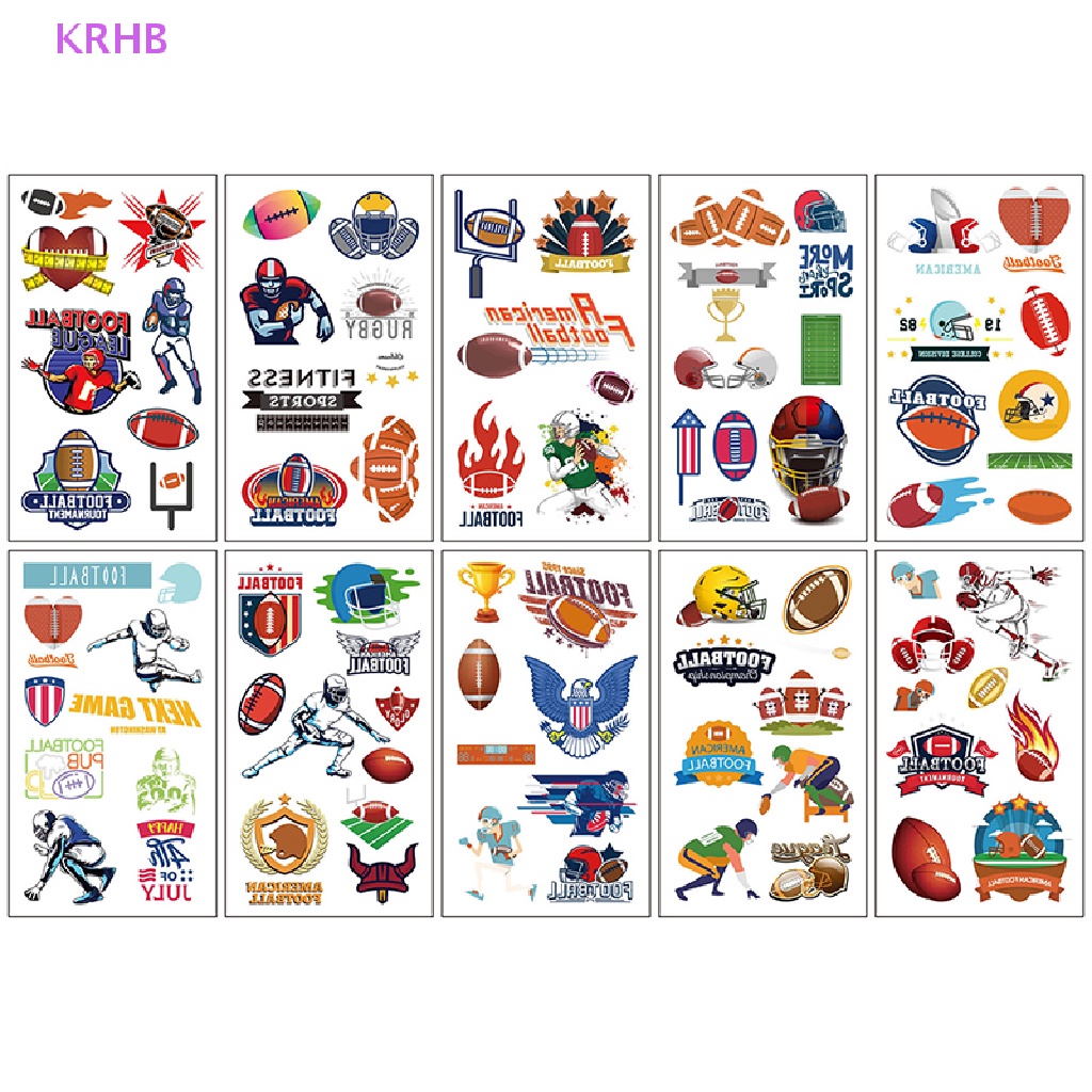 Set 10 Tấm Hình Xăm Dán Họa Tiết Hoạt Hình Bóng Rổ Bóng Đá Bóng Bầu Dục Tạm Thời Mới