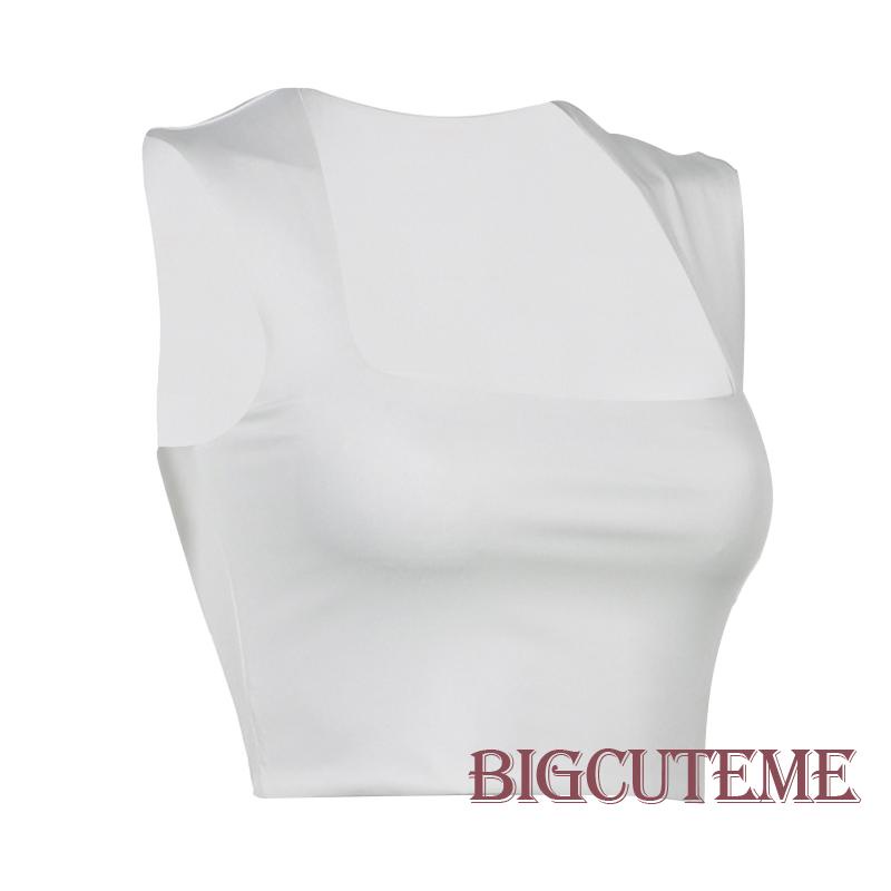 Áo Croptop Sát Nách Cổ Vuông Màu Trơn Thời Trang Dành Cho Nữ