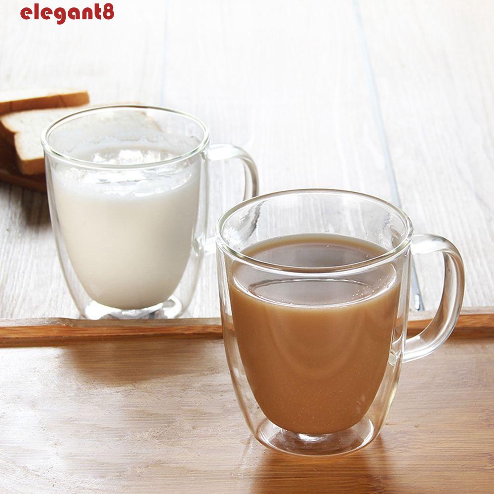 Cốc Thủy Tinh Hai Lớp Cách Nhiệt Bền Bỉ Độc Đáo Có Tay Cầm Cho Nhà Bếp