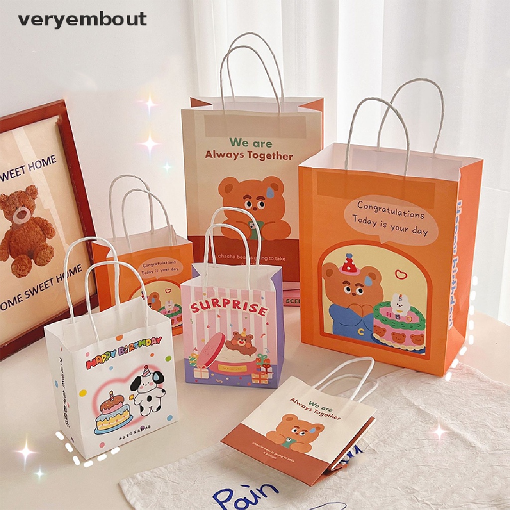 Set 5 Túi Giấy Đựng Quà Họa Tiết Hoạt Hình Dễ Thương