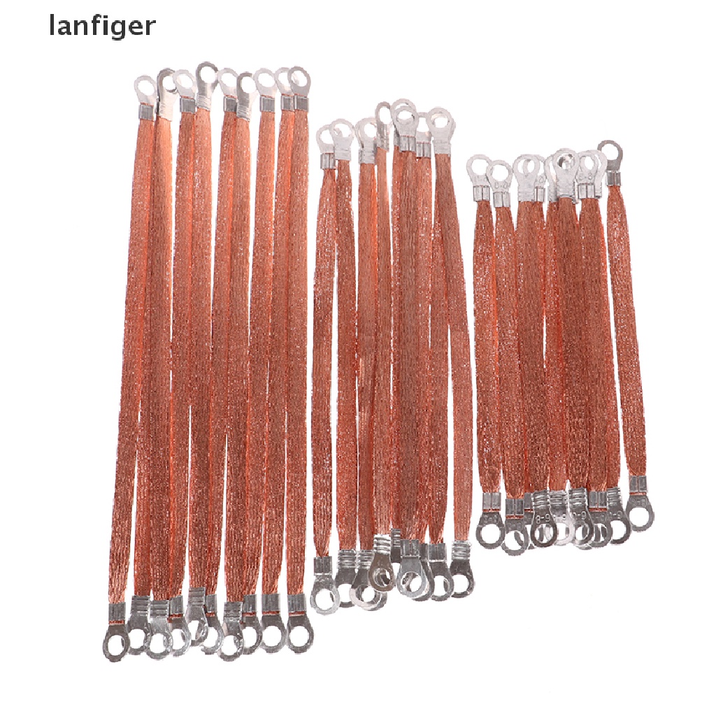 Set 10 Dây Cáp Nối Đất Hình Vuông 4 / 6 Bằng Đồng Thau Mềm Mại Kích Thước 8mm EN