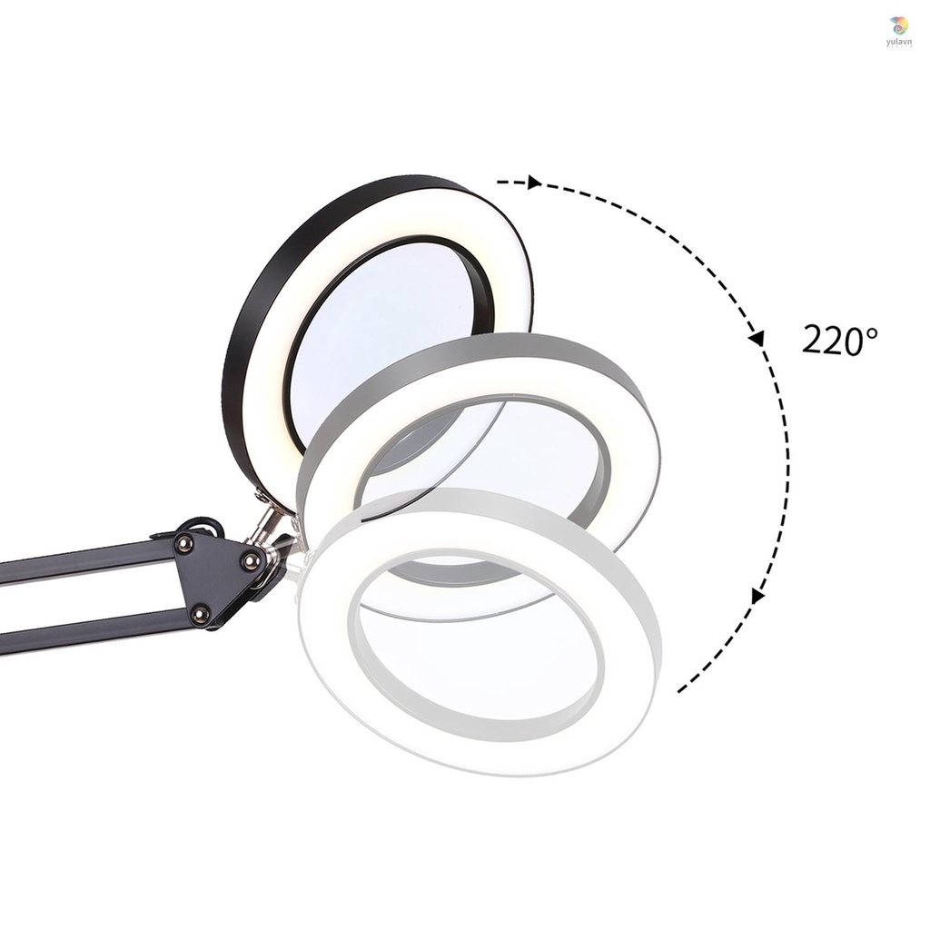 Kính Lúp 5X Có Đèn LED Với 3 Chế Độ Điều Chỉnh Kèm Kẹp Tiện Dụng