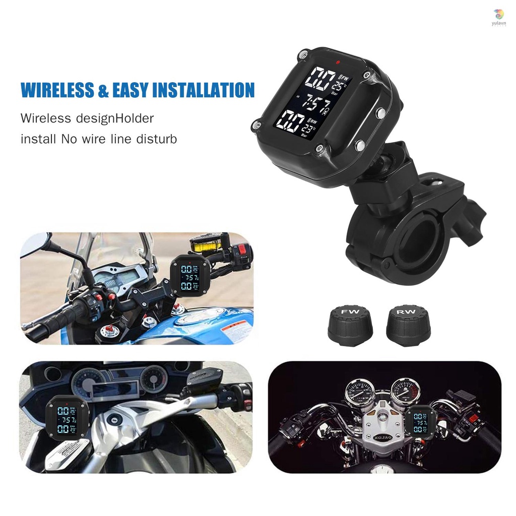 Hệ Thống Giám Sát Áp Suất Lốp Xe Máy Không Thấm Nước 7 Chế Độ Tự Động Đánh Thức Và Ngủ Kèm 2 Cảm Biến Bên Ngoài