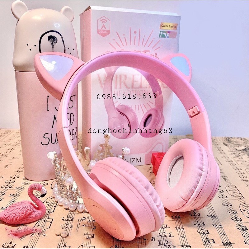 Tai Nghe Mèo Bluetooth P47M Chụp Tai, Tai Mèo Dễ Thương Có Mic, Âm Bass Mạnh Mẽ Bảo Hành 12 Tháng | BigBuy360 - bigbuy360.vn