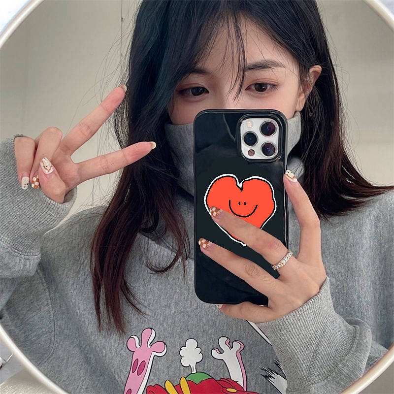 Japanese and Korean Ins Love Smiley Face for Iphone12promax Apple 13 Phone Case X All-Inclusive 8P Female XR Soft 11 DJme