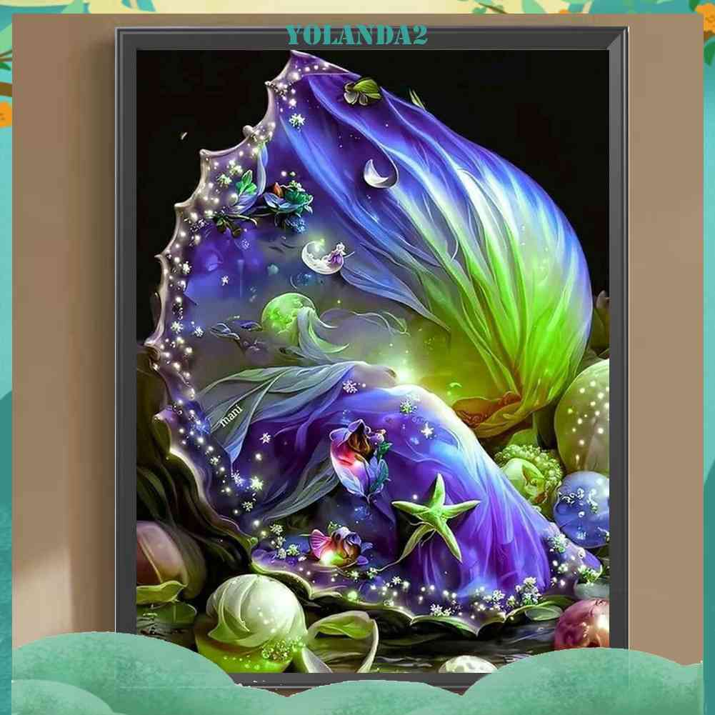 Bộ Tranh Đính Đá 5D Họa Tiết Vỏ Sò Độc Đáo DIY Dùng Trang Trí Nhà Cửa