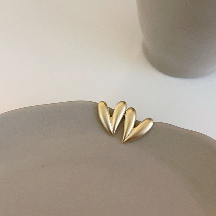 Bông Tai Hình Trái Tim Bằng Kim Loại Nhám Phong Cách Hàn Quốc Thời Trang Cho Nữ