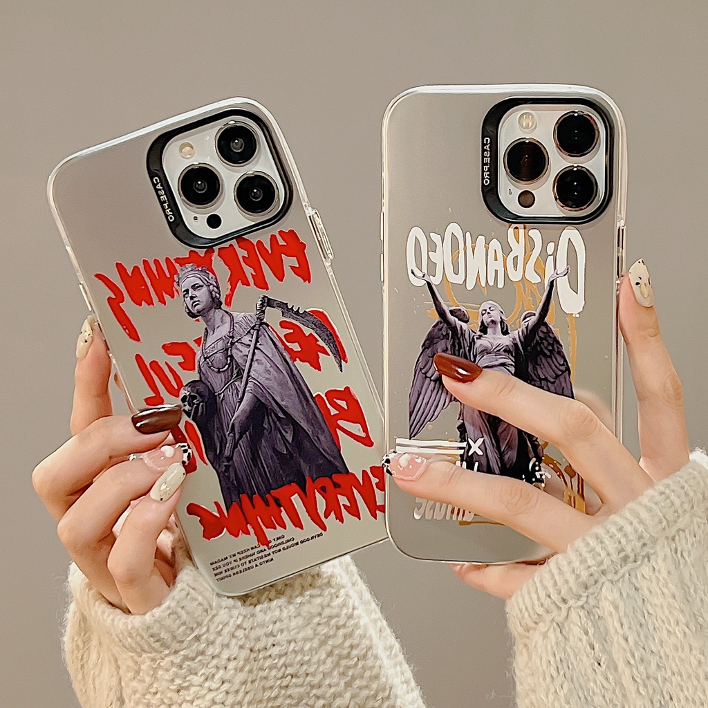 Ốp Điện Thoại TPU Mềm Trong Suốt Mạ Điện Họa Tiết Tượng Cổ Điển Cho iphone 13 14 12 11 pro max