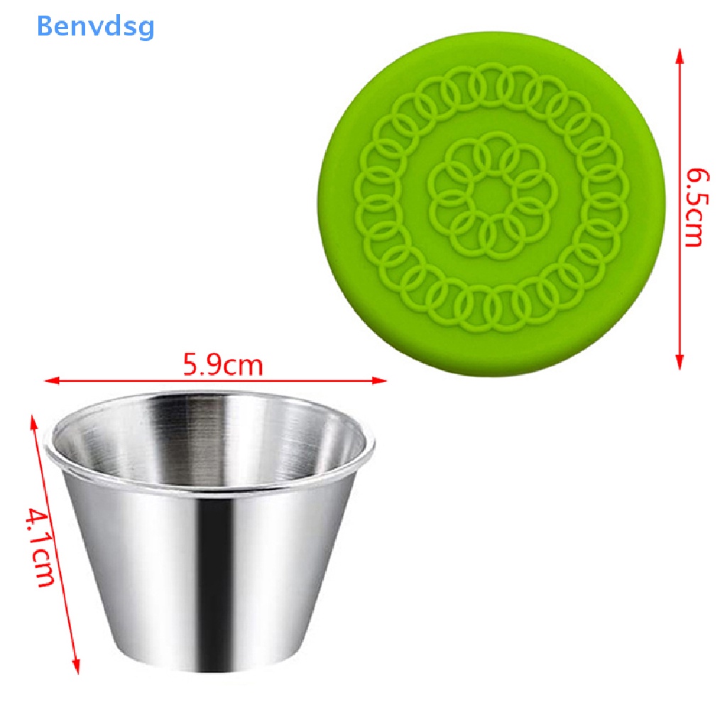 1 Cốc Đựng Nước Sốt Bằng Thép Không Gỉ Có Nắp Silicone Tiện Dụng