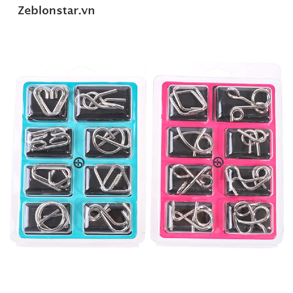 Bộ Đồ Chơi Xếp Hình Bằng Kim Loại 8 Mảnh Phát Triển IQ Cho Người Lớn Và Trẻ Em