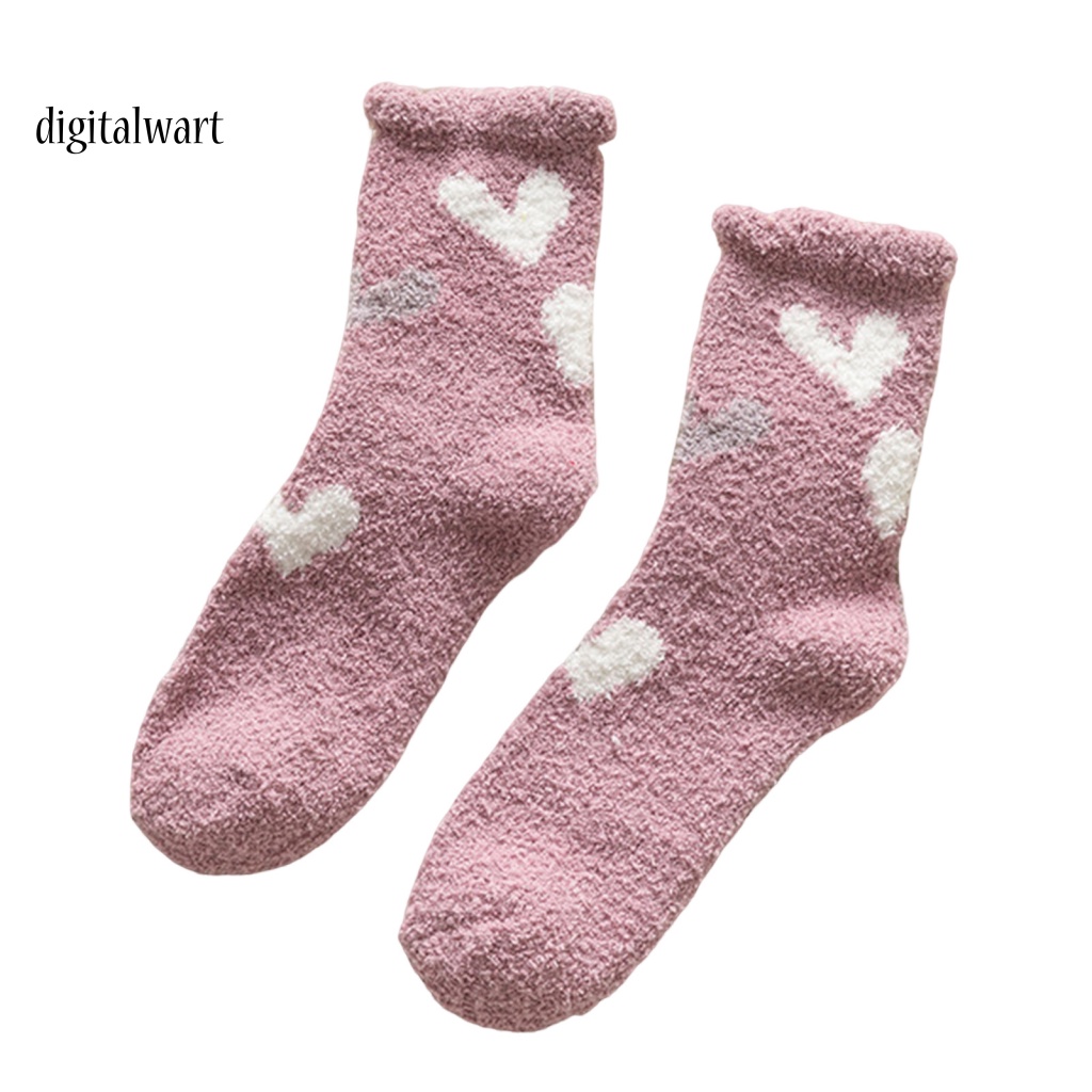 Kỹ Thuật Số| 1 Đôi Vớ Lông Cừu San Hô Dày Giữ Ấm Mềm Mại In Họa Tiết Hoạt Hình Dễ Thương