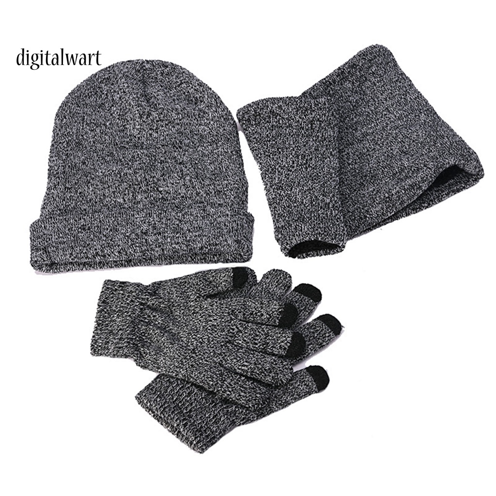 Kỹ Thuật Số| Set Mũ Len Kèm Khăn Choàng Và Găng Tay Lông Xù Thời Trang Thu Đông Cho Nam