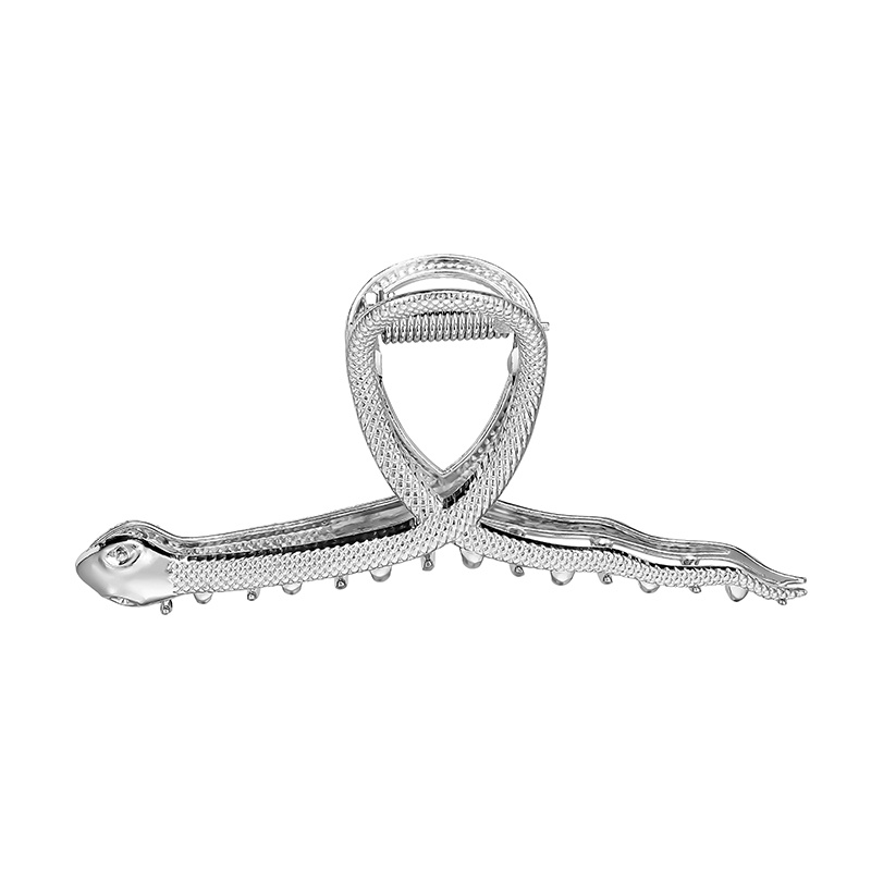 Kẹp Tóc Hình Rắn / Cá Mập Bằng Kim Loại Màu Bạc Phong Cách hip hop Hàn Quốc Chất Lượng Cao Cho Nữ