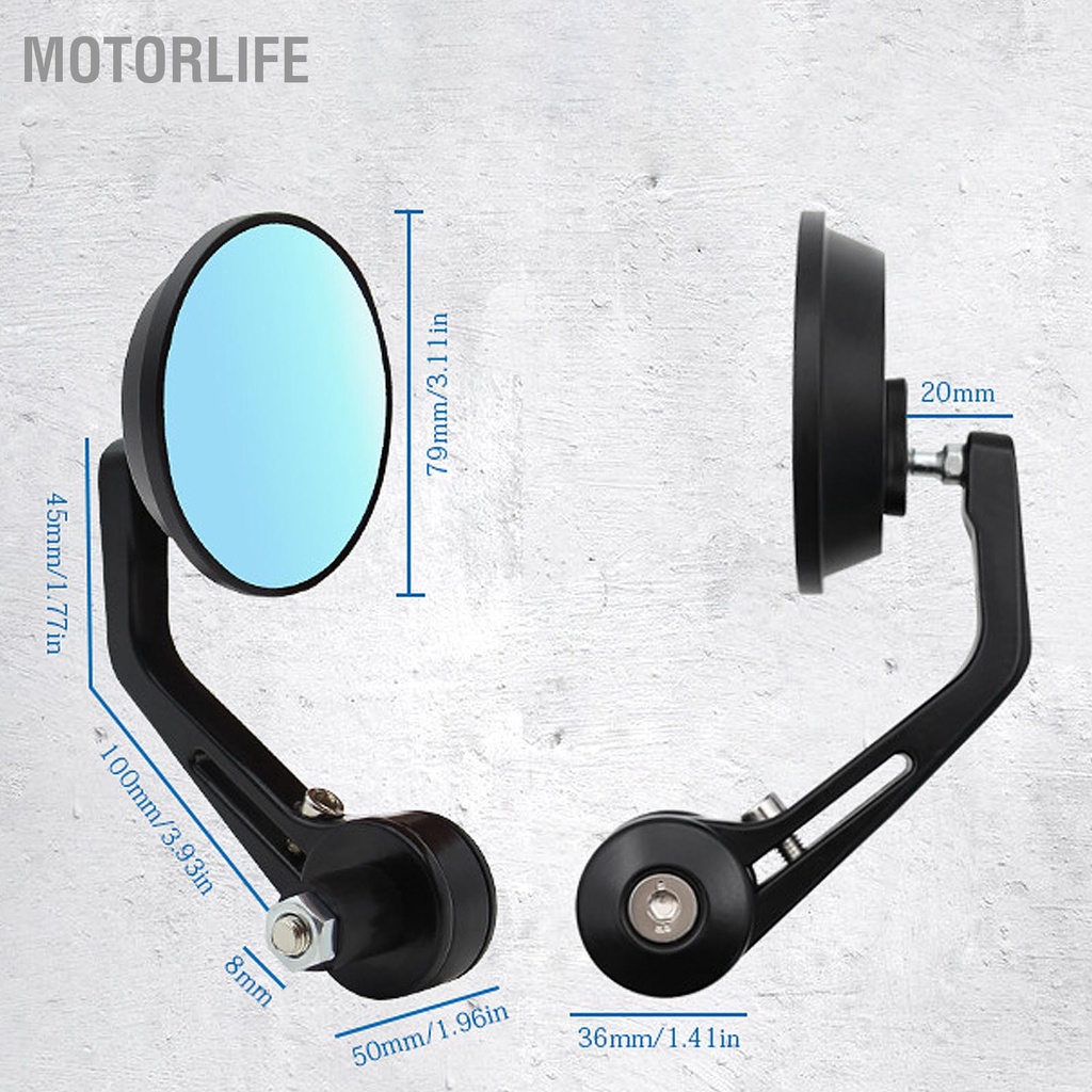 Motorlife Cặp Gương Chiếu Hậu Xe Máy Góc Nhìn Rộng Hợp Kim Nhôm Tay Lái Đa Năng Cho