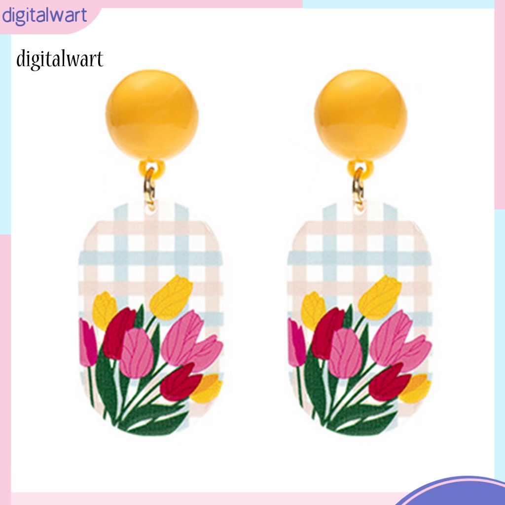 Kỹ Thuật Số| 1 Đôi Bông Tai Xỏ Lỗ Họa Tiết Hoa Dập Nổi Ba Chiều Màu Sắc Tươi Sáng Cho Nữ