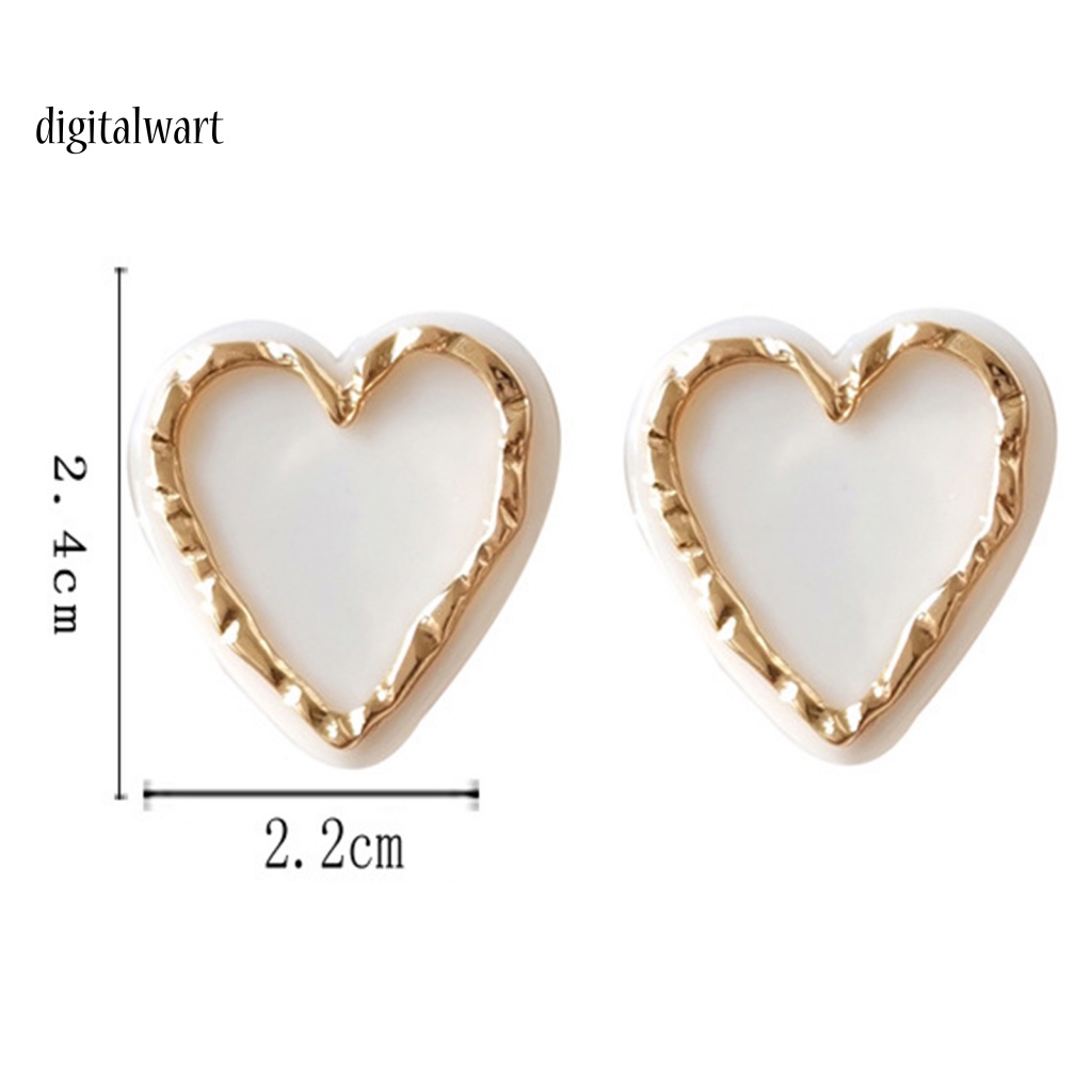 Kỹ Thuật Số| 1 Đôi Bông Tai Hình Trái Tim Tráng Men Tinh Tế Quyến Rũ Dành Cho Nữ