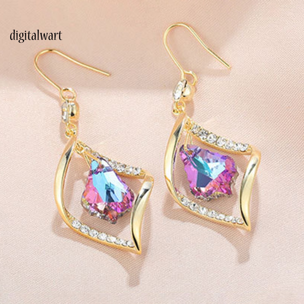 Kỹ Thuật Số| 1 Đôi Bông Tai Hình Thoi Đính Đá Lấp Lánh Dành Cho Nữ