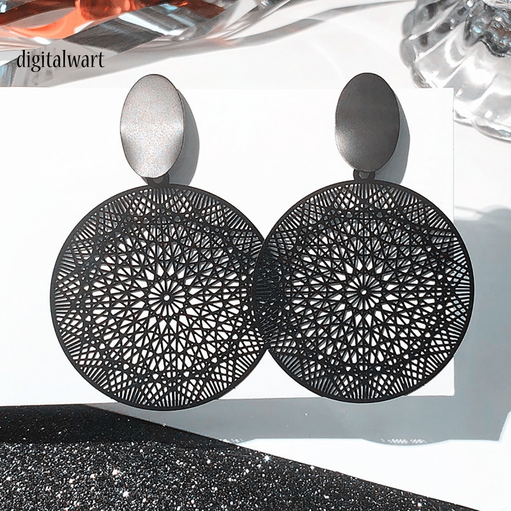 Kỹ Thuật Số| 1 Đôi Bông Tai Hợp Kim Tròn Rỗng Họa Tiết Thời Trang Dành Cho Nữ