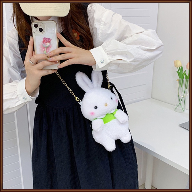 Túi Đeo Chéo Vai Hình Thỏ Hoạt Hình Có Khóa Kéo Thời Trang Dễ Thương Cho Nữ