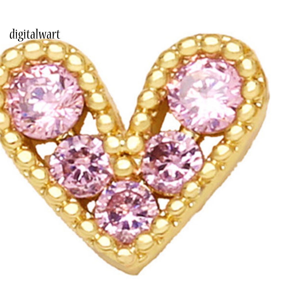 Kỹ Thuật Số| 1 Đôi Bông Tai Hình Trái Tim Đính Đá Zircon Lấp Lánh Lâu Trôi