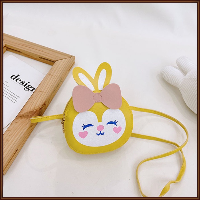 Túi Đeo Chéo Vai Mini Bằng Da Pu Họa Tiết Thỏ Hoạt Hình Dễ Thương Dành Cho Trẻ Em