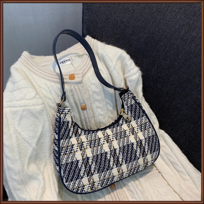 Túi Xách Da Đeo Dưới Cánh Tay Họa Tiết Kẻ Sọc Thời Trang Cho Nữ