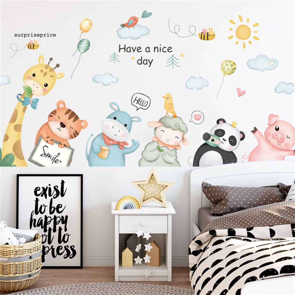 Decal dán tường Tự Dính Bằng PVC Chống Nước Hình Thú Hoạt Hình Đáng Yêu Trang Trí Nhà Cửa
