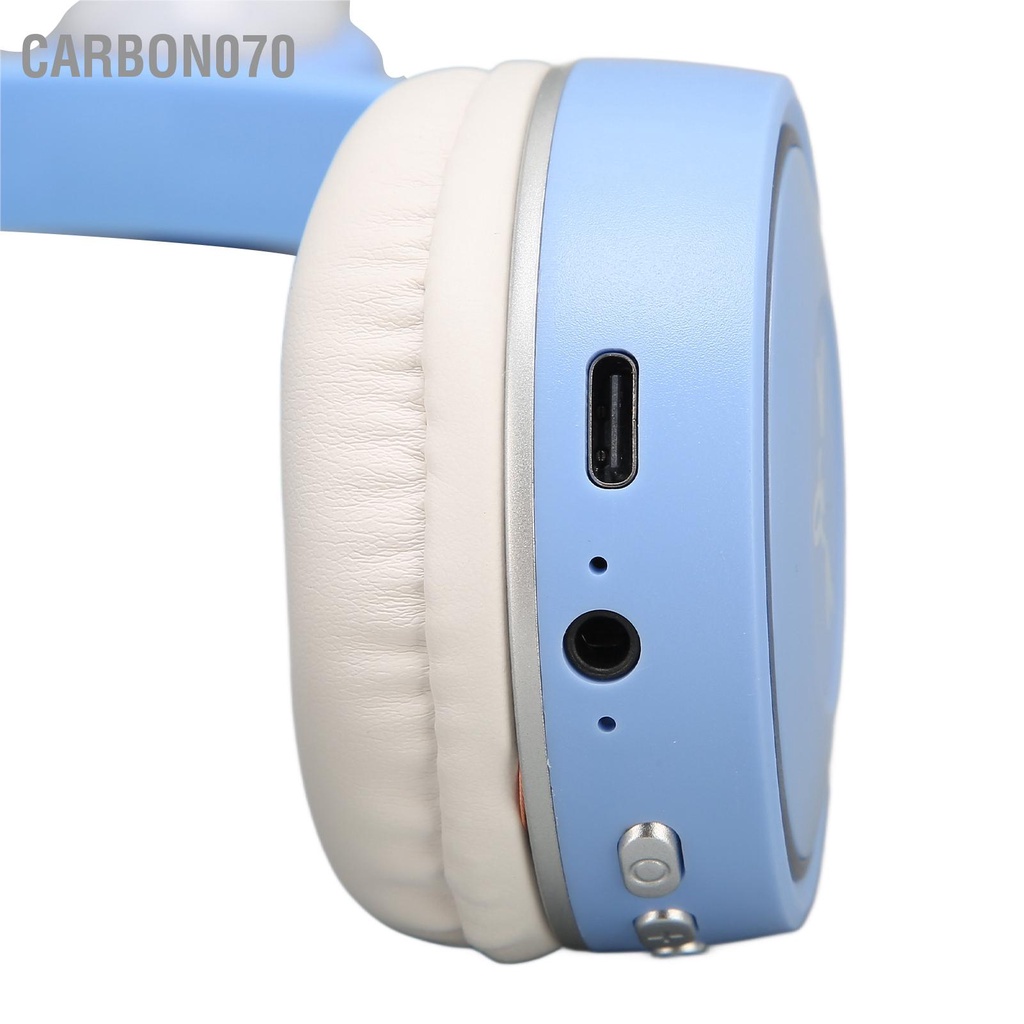 Carbon070 Tai nghe Bluetooth trẻ em hoạt hình đôi mắt to dễ thương cho có micrô đèn LED
