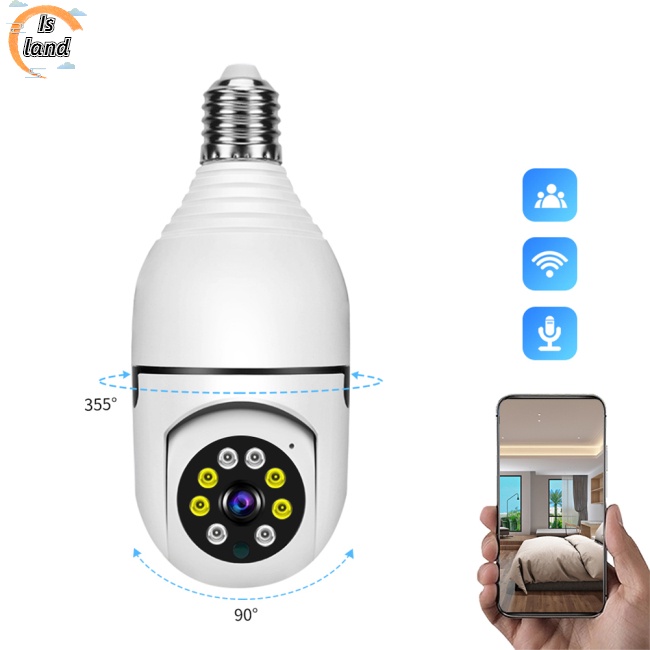 Camera Giám Sát Điều Khiển Từ Xa Thông Minh Quay Toàn Cảnh 360 Độ Hình Bóng Đèn Kết Nối Wifi