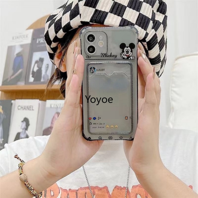 Ốp Điện Thoại Silicon Mềm Trong Suốt Chống Sốc Kèm Ngăn Đựng Thẻ Cho iPhone 14 13 12 11 Pro Max XR X XS Max 7 8 Plus SE