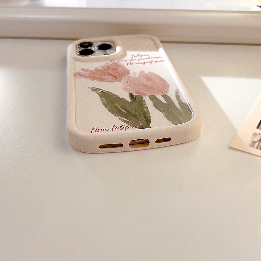 Ốp Điện Thoại TPU Mềm Chống Sốc Họa Tiết Hoa Tulip Cho IPhone 14 13 12 11 Pro Max X XR 8 7 Plus SE