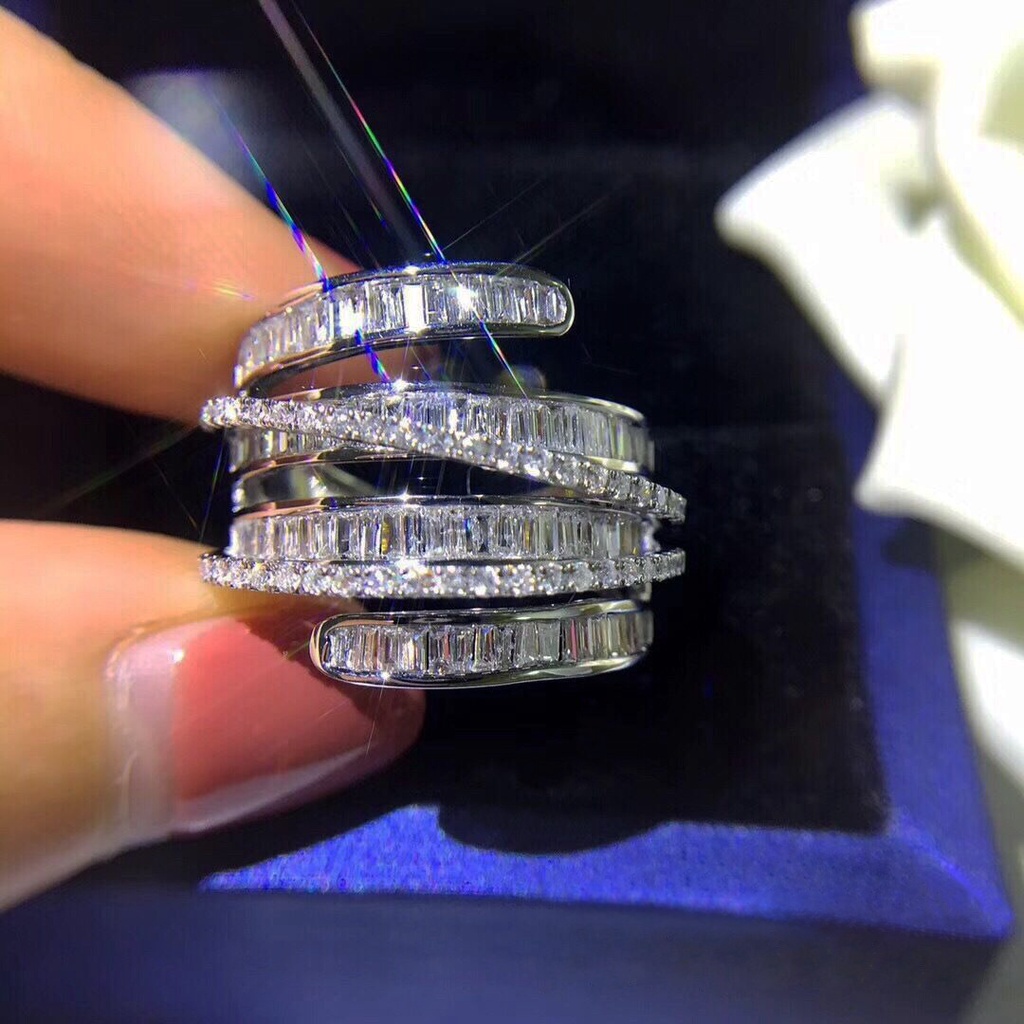 Nhẫn Đính Đá Zircon Toàn Diện Phong Cách Âu Mỹ Cho Nữ