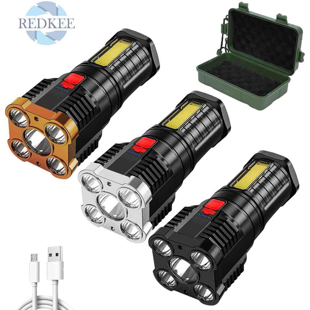 Đèn Pin LED COB Độ Sáng Cao Chống Thấm Nước Có Thể Sạc Lại Bằng Cổng USB