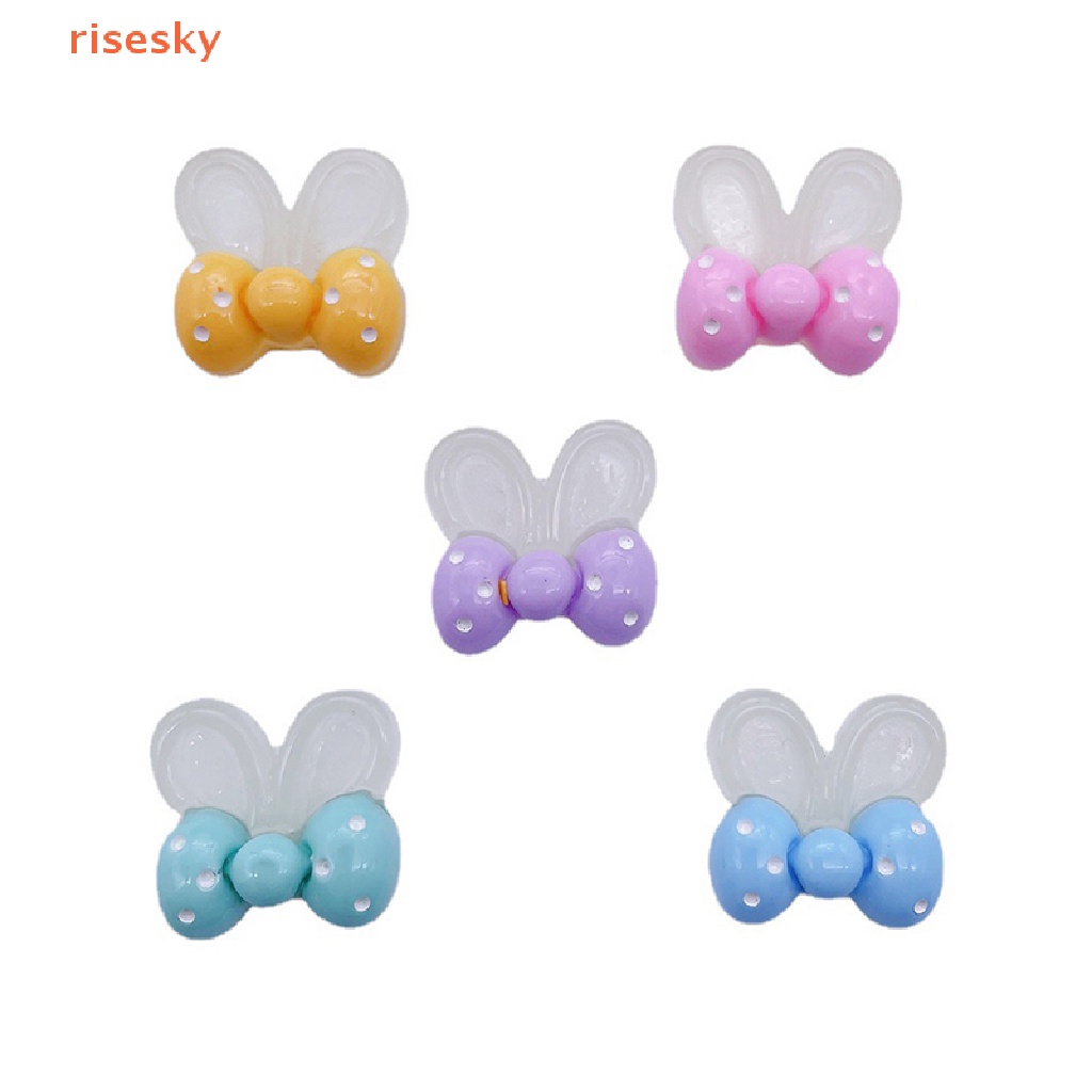 Bộ 2 Mô Hình Đồ Chơi Xe Hơi / Bảng Điều Khiển Bằng Nhựa Resin Hình Tai Thỏ Mini Màu Dạ Quang Dễ Thương Trang Trí Nhà Cửa / Sân Vườn
