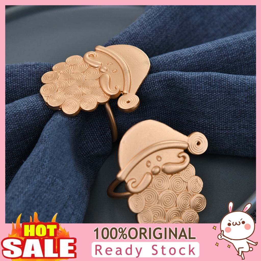 Bộ 6 Vòng Giữ Khăn Ăn Bằng Hợp Kim Kẽm Viền Mịn Chống Ăn Mòn Màu Sắc Tươi Sáng Dùng Làm Đạo Cụ Chụp Ảnh Giáng Sinh