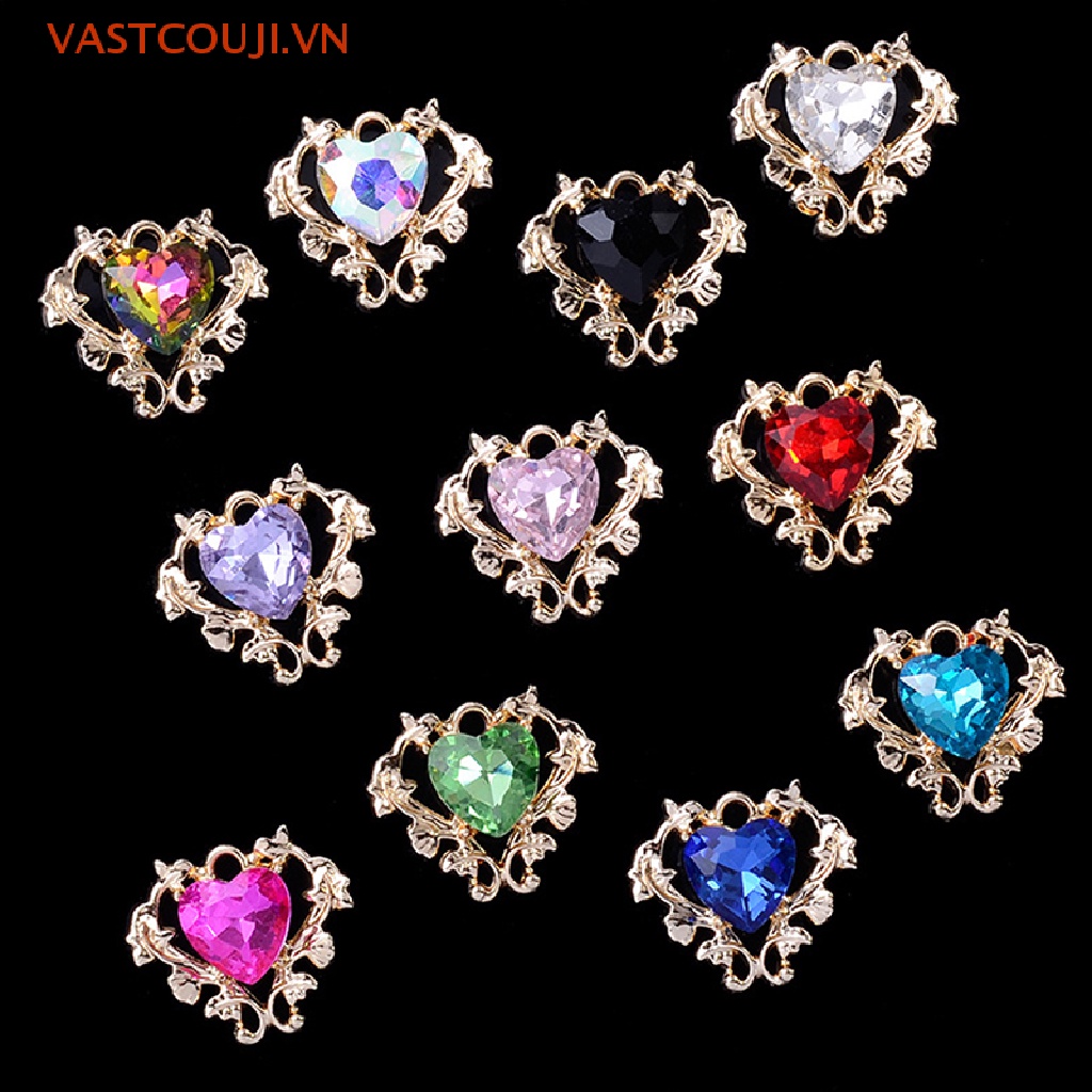 Set 5 Mặt Vòng cổ Hình Trái Tim Rỗng Bằng Hợp Kim Màu Vàng Kích Thước 18 * 21mm DIY