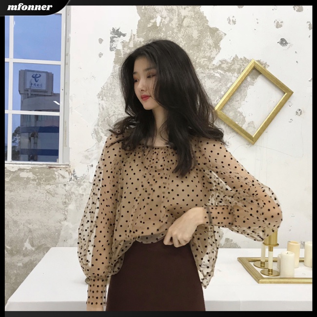 Mv Bộ Áo Liền Quần In Chấm Bi Cổ Điển + Tanktop Cho Nữ