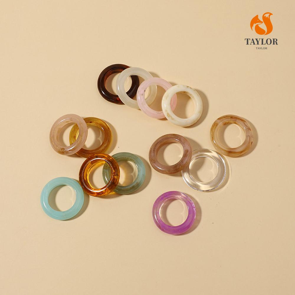 Nhẫn Acrylic Trong Suốt Phối Họa Tiết Hình Học Phong Cách Hàn Quốc Cổ Điển Thời Trang Cho Nữ Taylor1