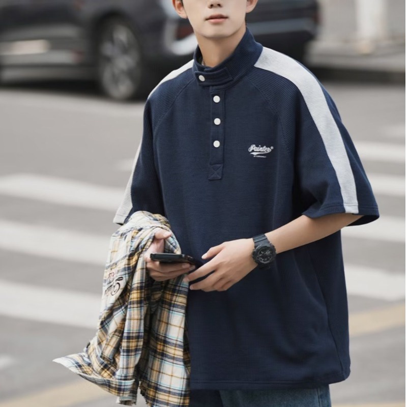 Áo polo Tay Ngắn Dáng Rộng Thời Trang Mùa Hè 2023 Phong Cách Harajuku Nhật Bản Cho Nam