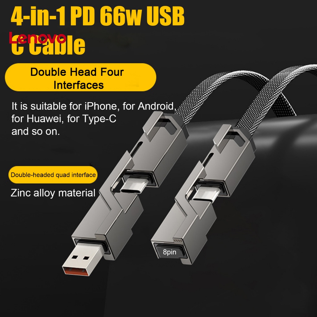 Dây Cáp Sạc Nhanh Truyền Dữ Liệu Tốc Độ Cao 4 Trong 1 PD 66W USB Chuyên Dụng Cho Điện Thoại Di Động