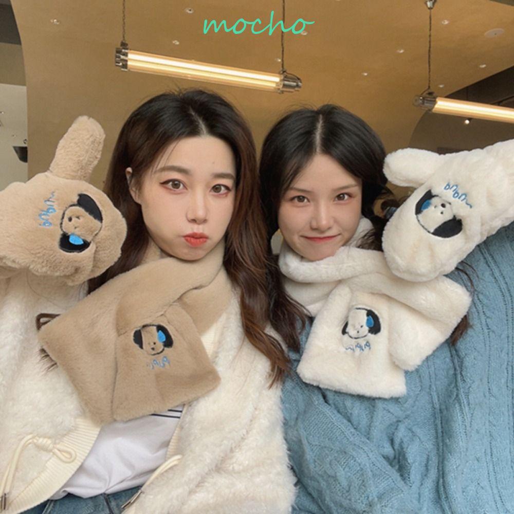 Khăn Choàng Cổ Vải Bông Dày Dặn Co Giãn Họa Tiết Chú Chó Hoạt Hình Dễ Thương